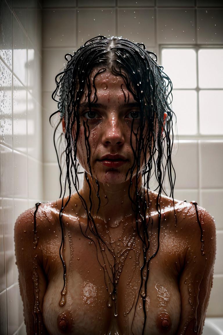 female silhouette in shower