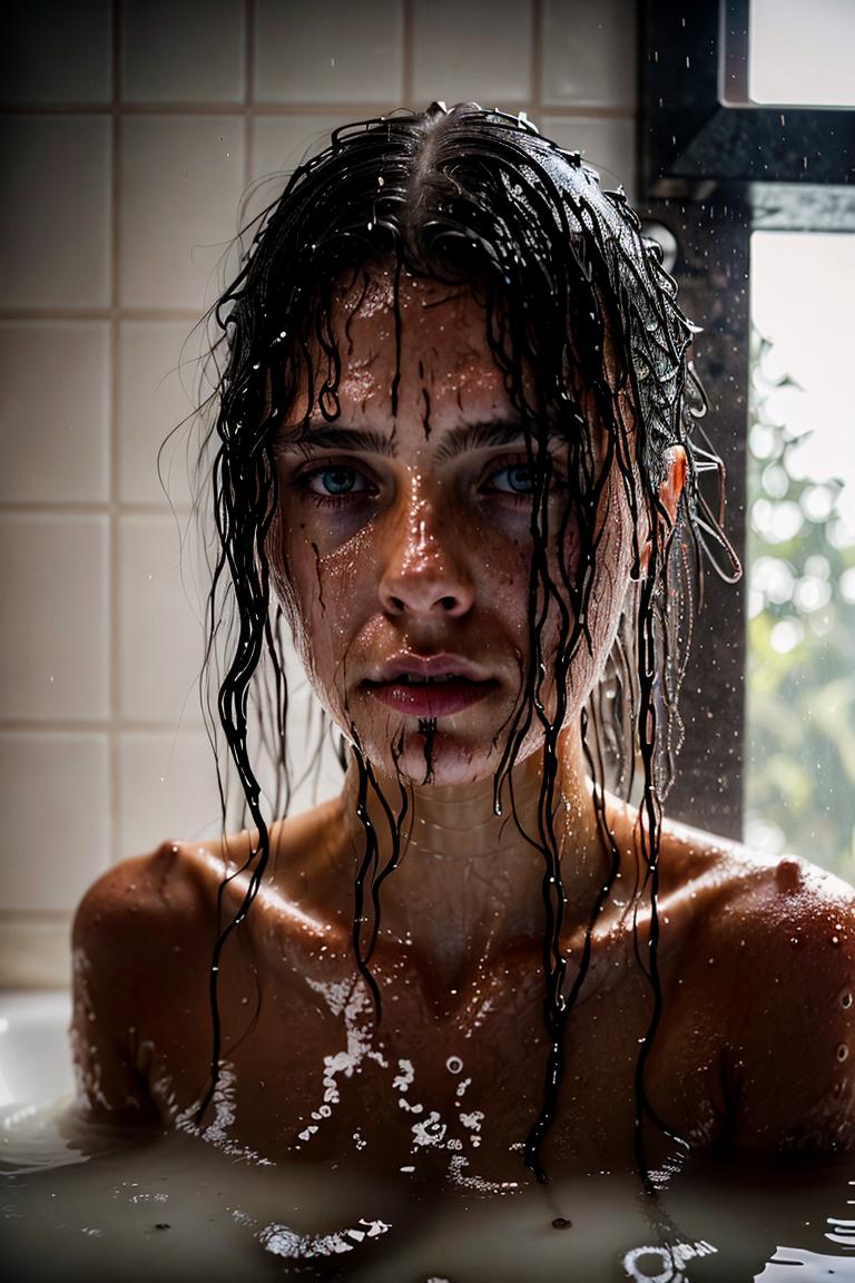 female silhouette in shower