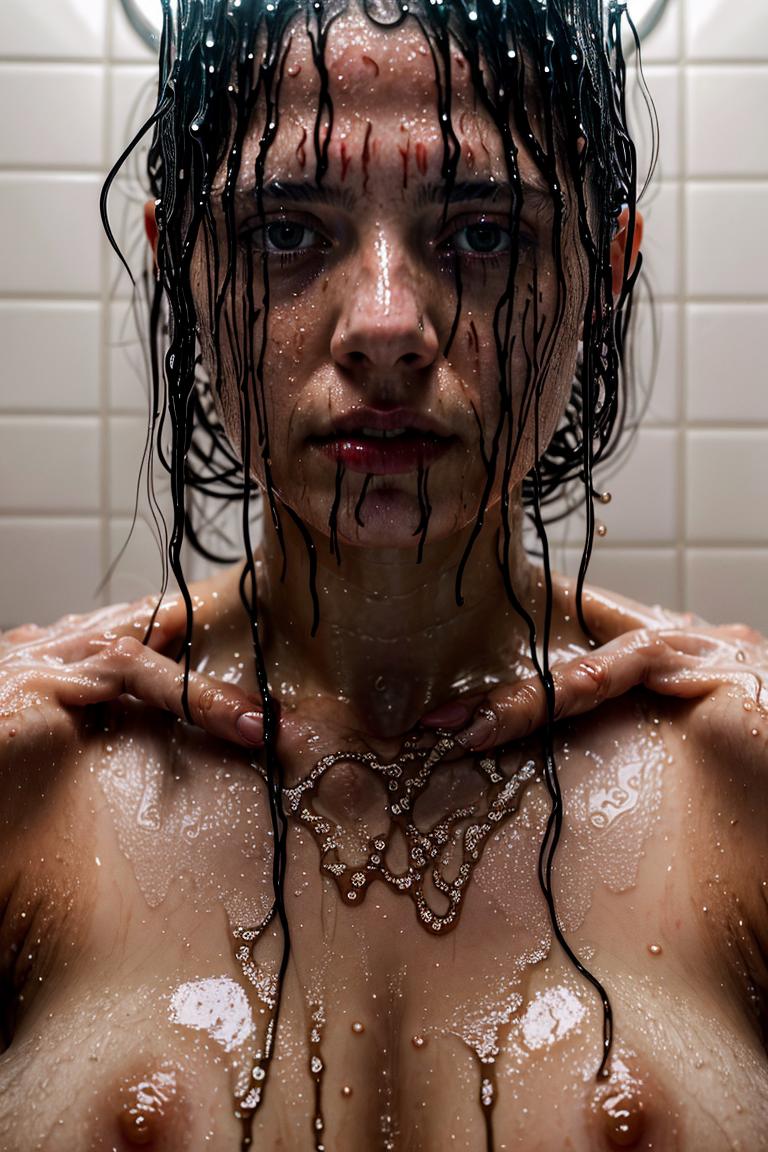 female silhouette in shower