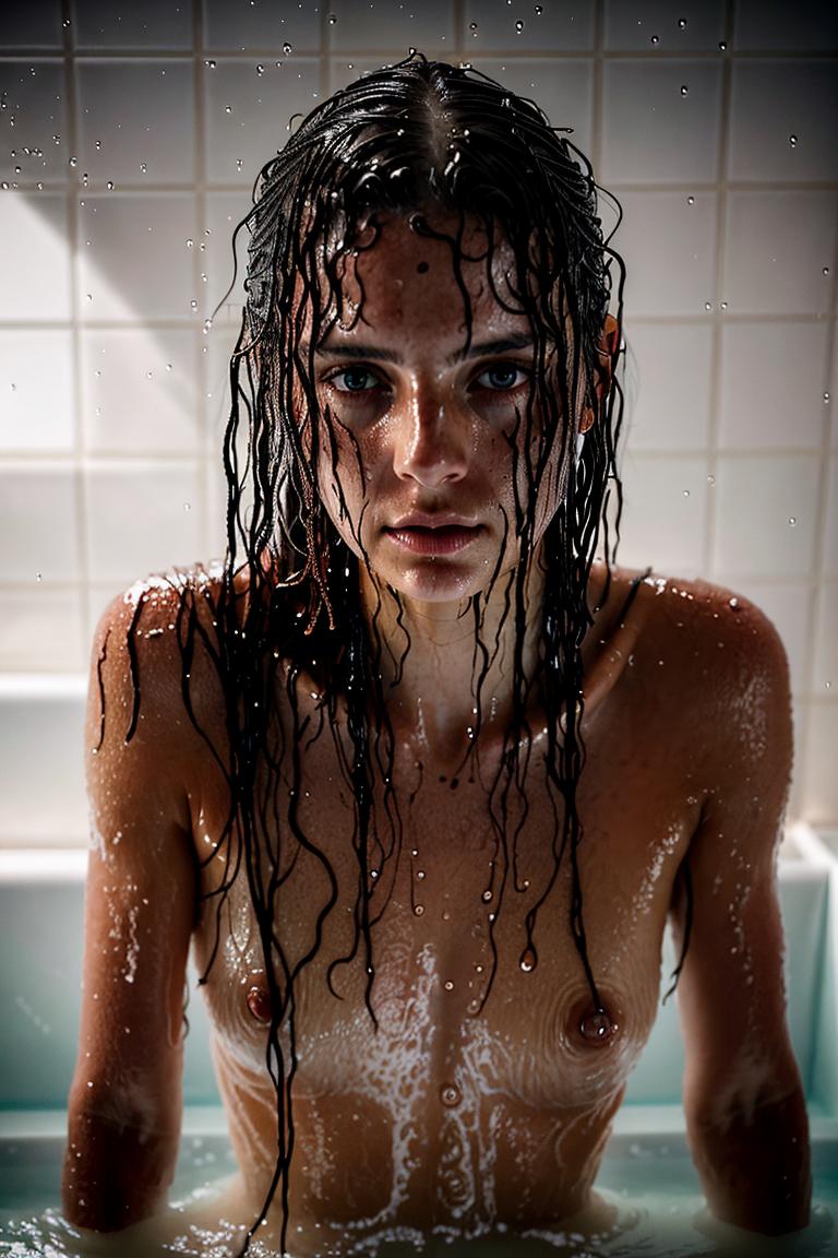 female silhouette in shower