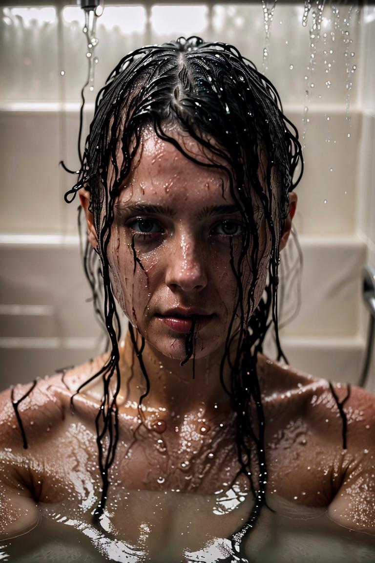 female silhouette in shower