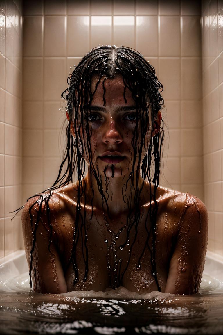 female silhouette in shower