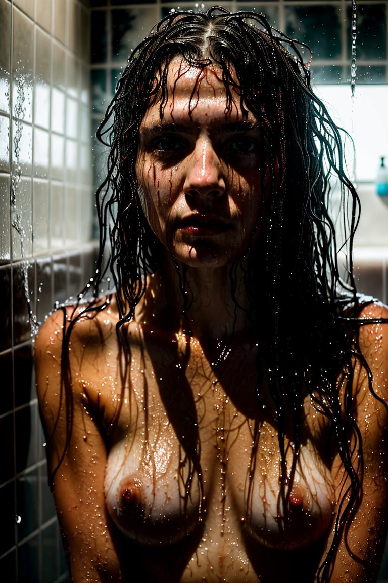 female silhouette in shower