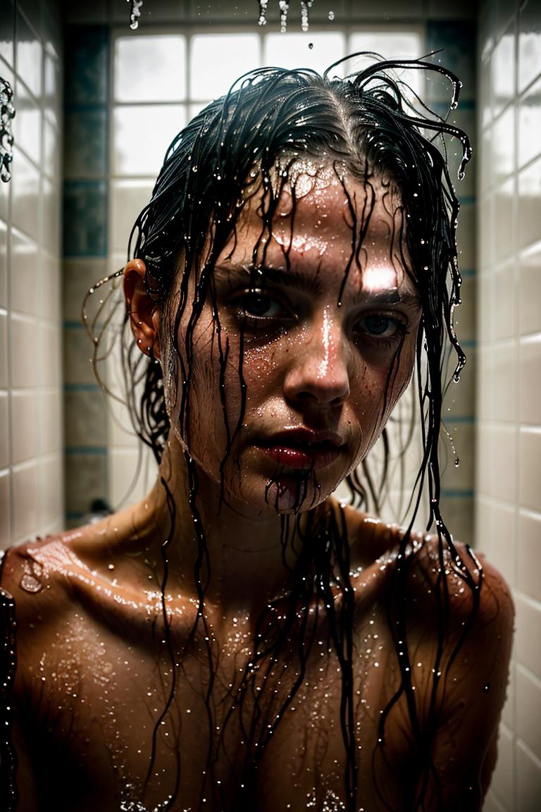 female silhouette in shower
