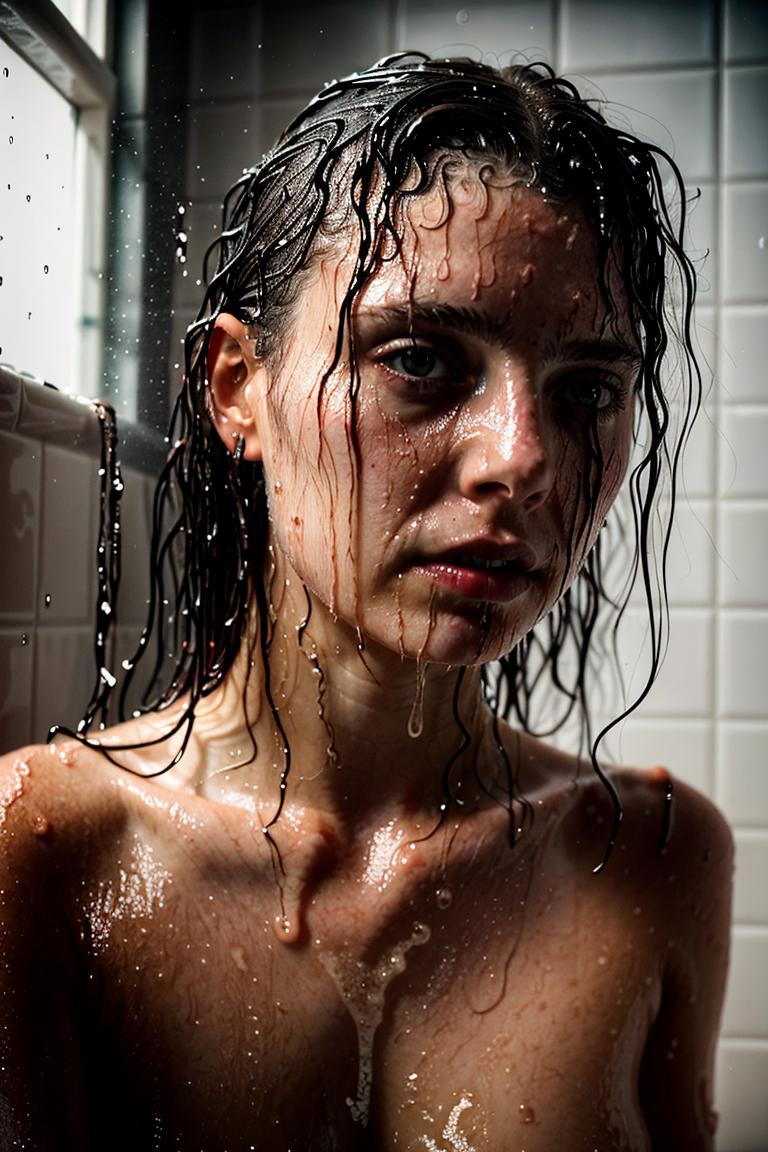 female silhouette in shower
