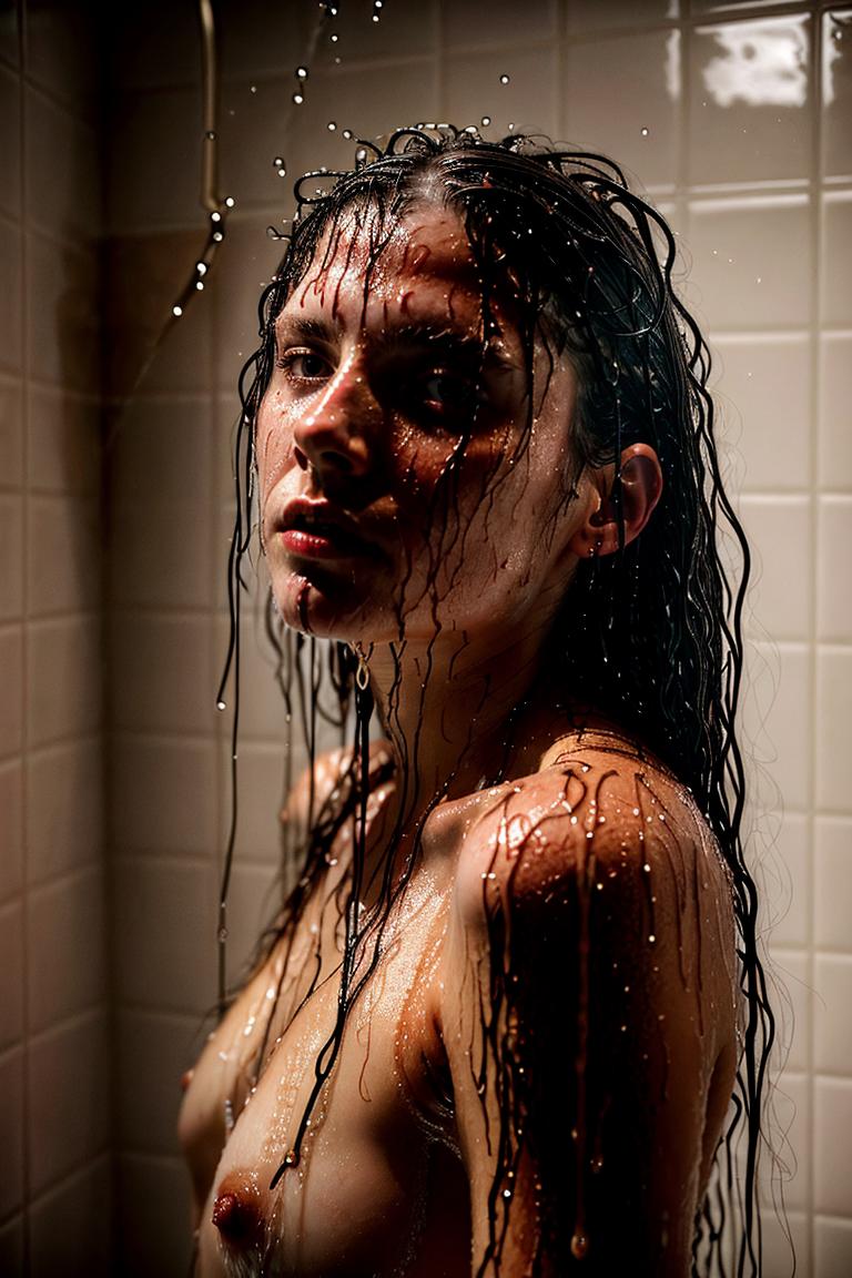 female silhouette in shower