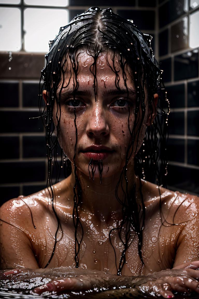 female silhouette in shower