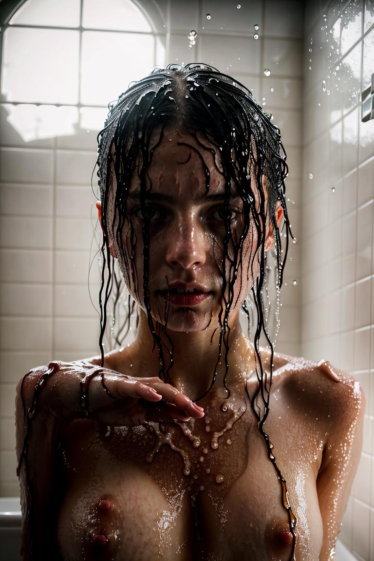 female silhouette in shower