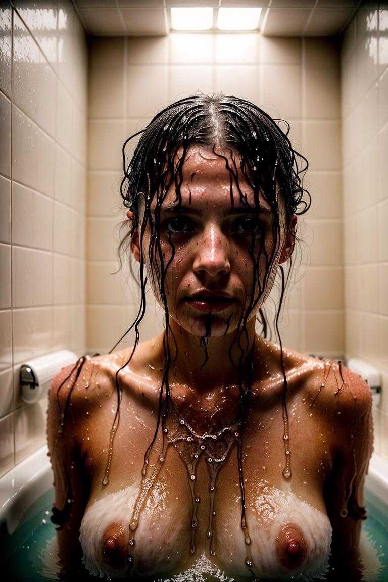 female silhouette in shower