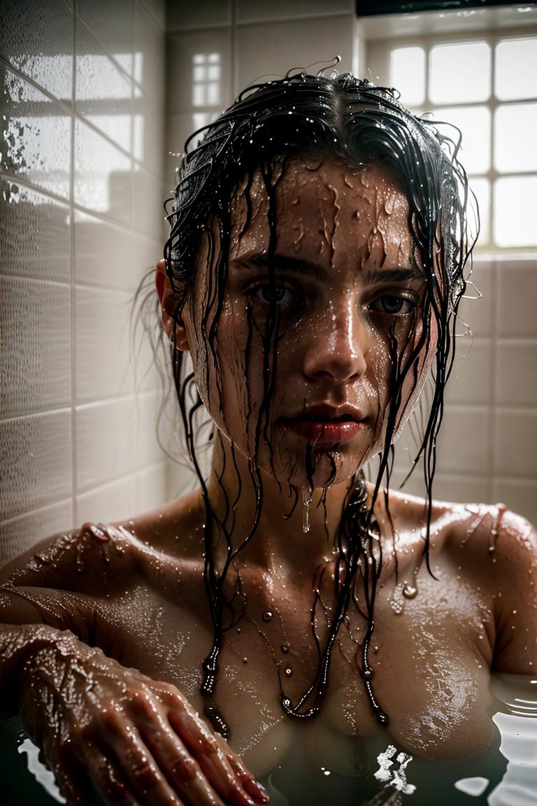 female silhouette in shower