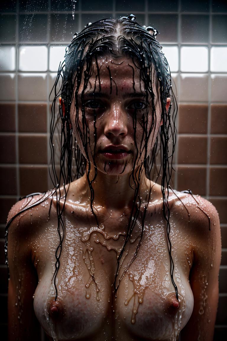 female silhouette in shower