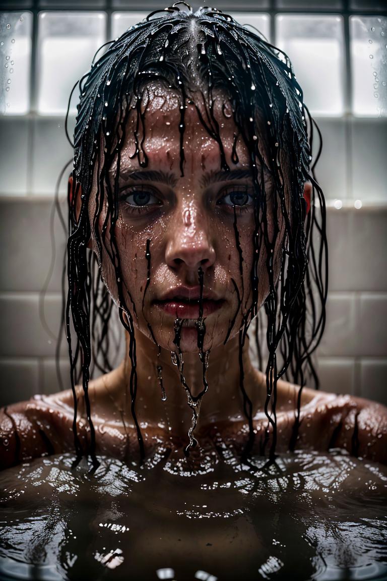 female silhouette in shower