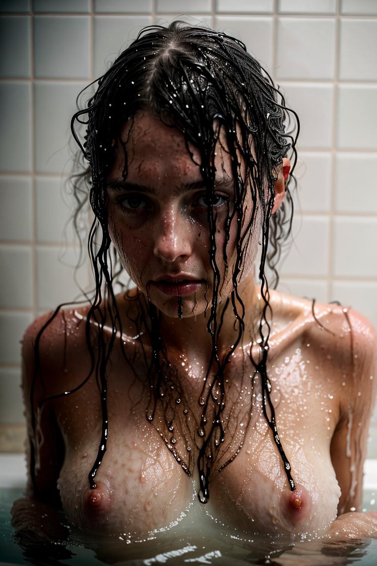 female silhouette in shower