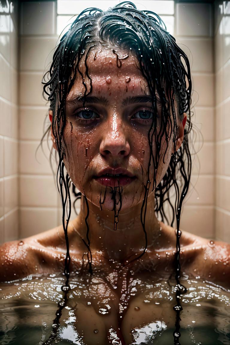 female silhouette in shower