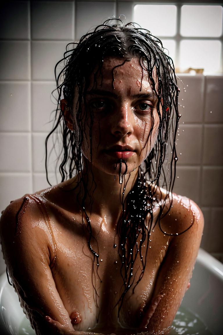 female silhouette in shower