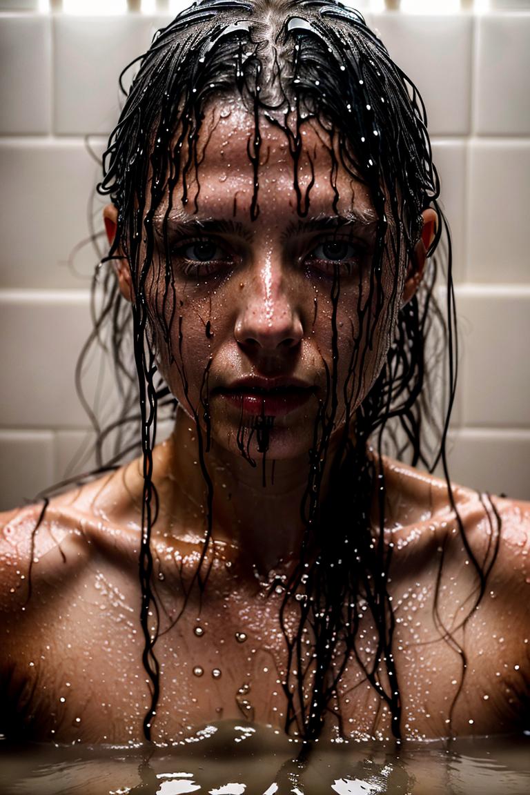 female silhouette in shower