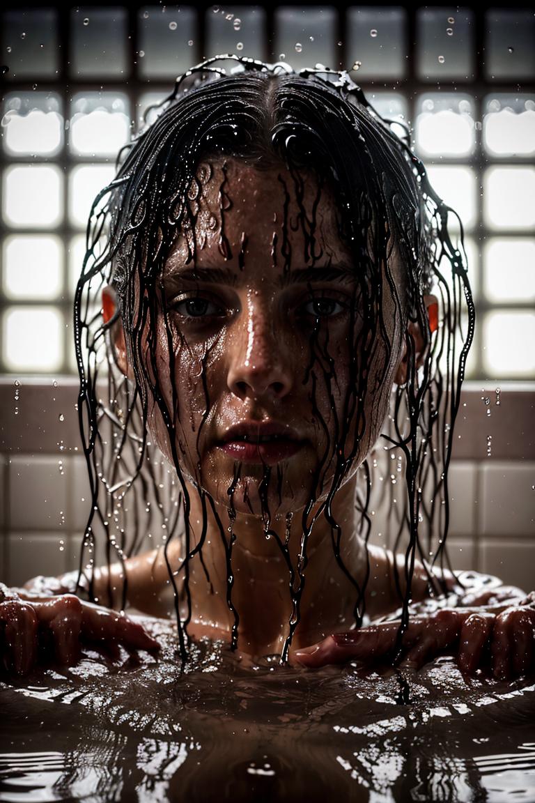 female silhouette in shower