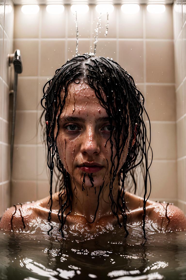 female silhouette in shower