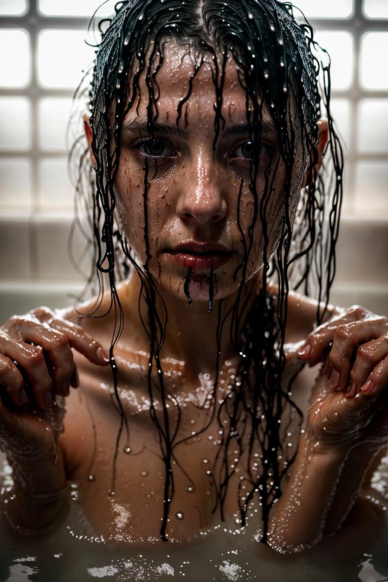 female silhouette in shower