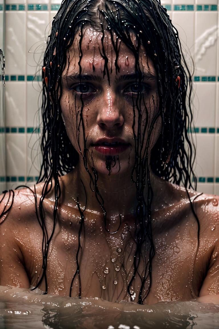 female silhouette in shower