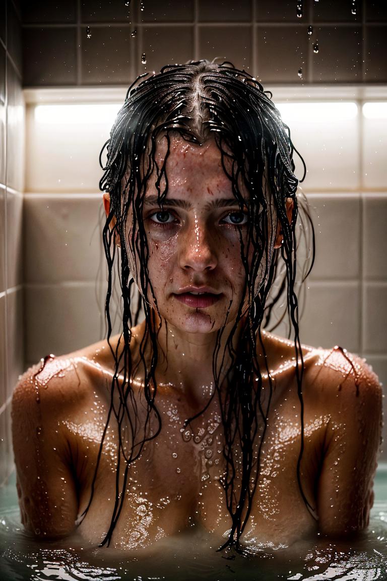 female silhouette in shower