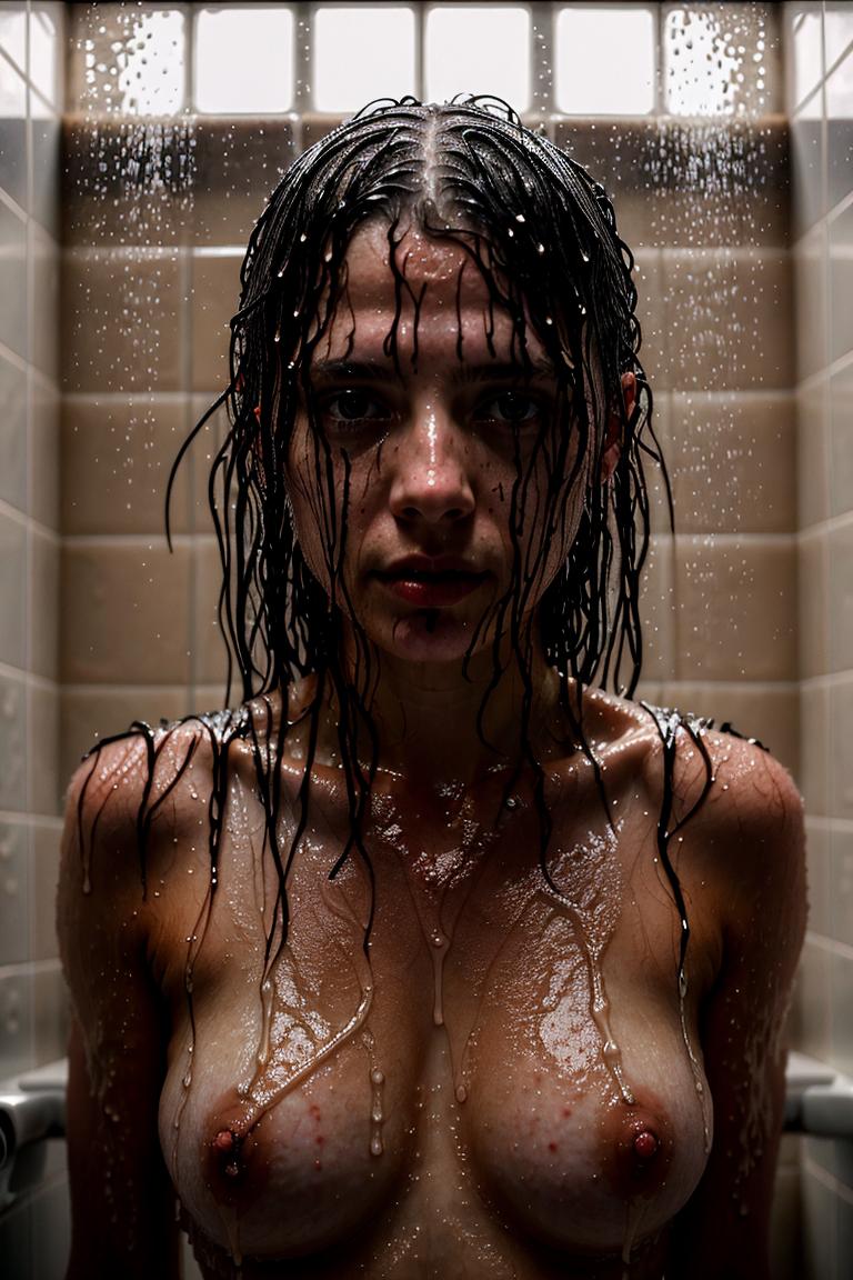 female silhouette in shower