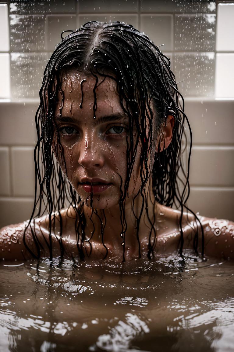 female silhouette in shower