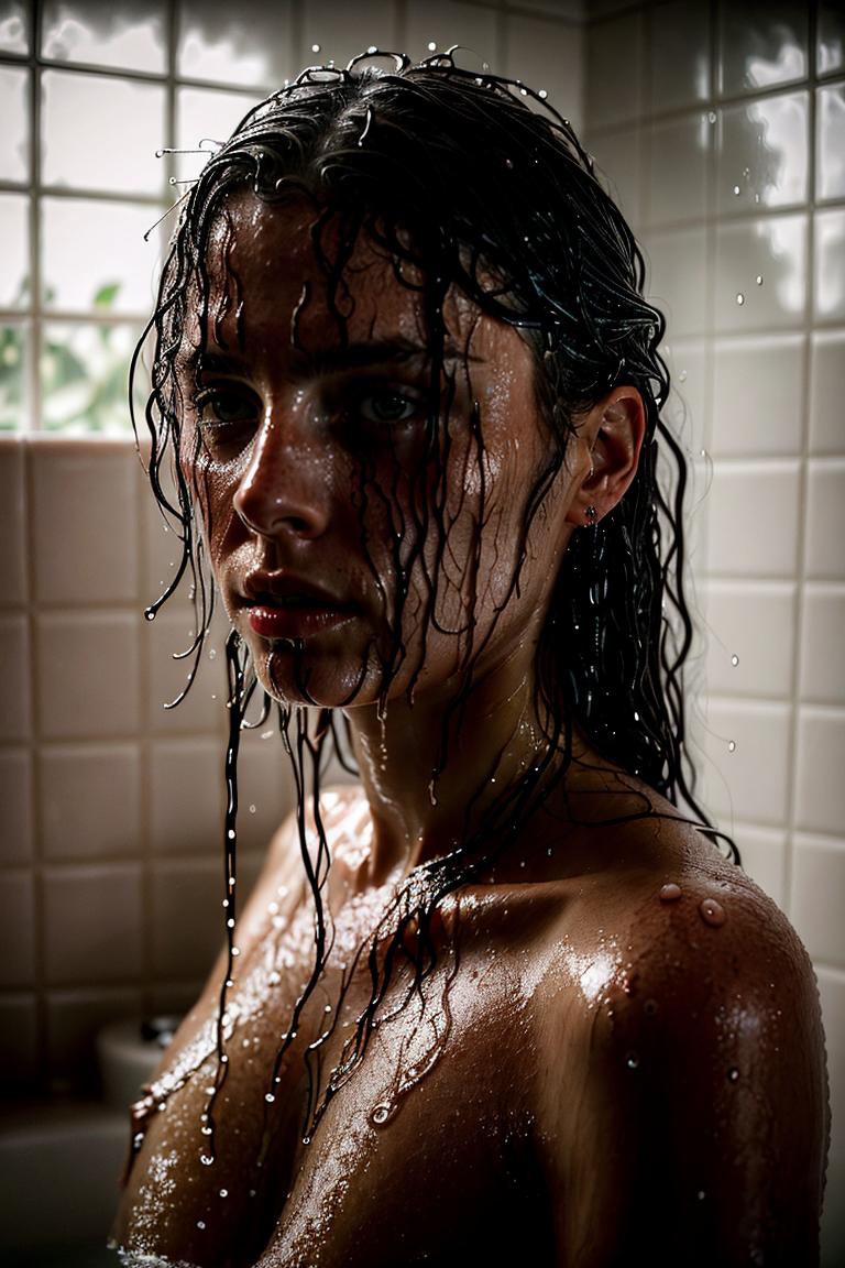 female silhouette in shower