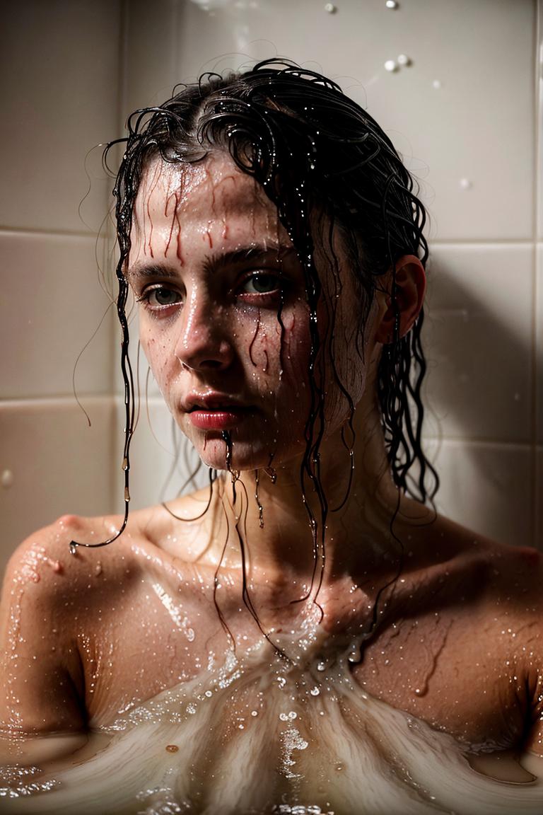 female silhouette in shower