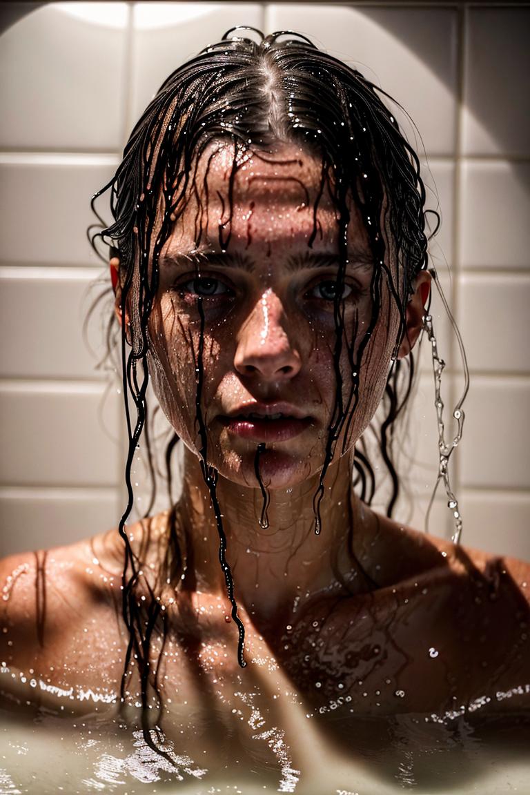 female silhouette in shower