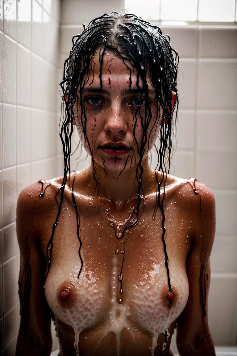 female silhouette in shower