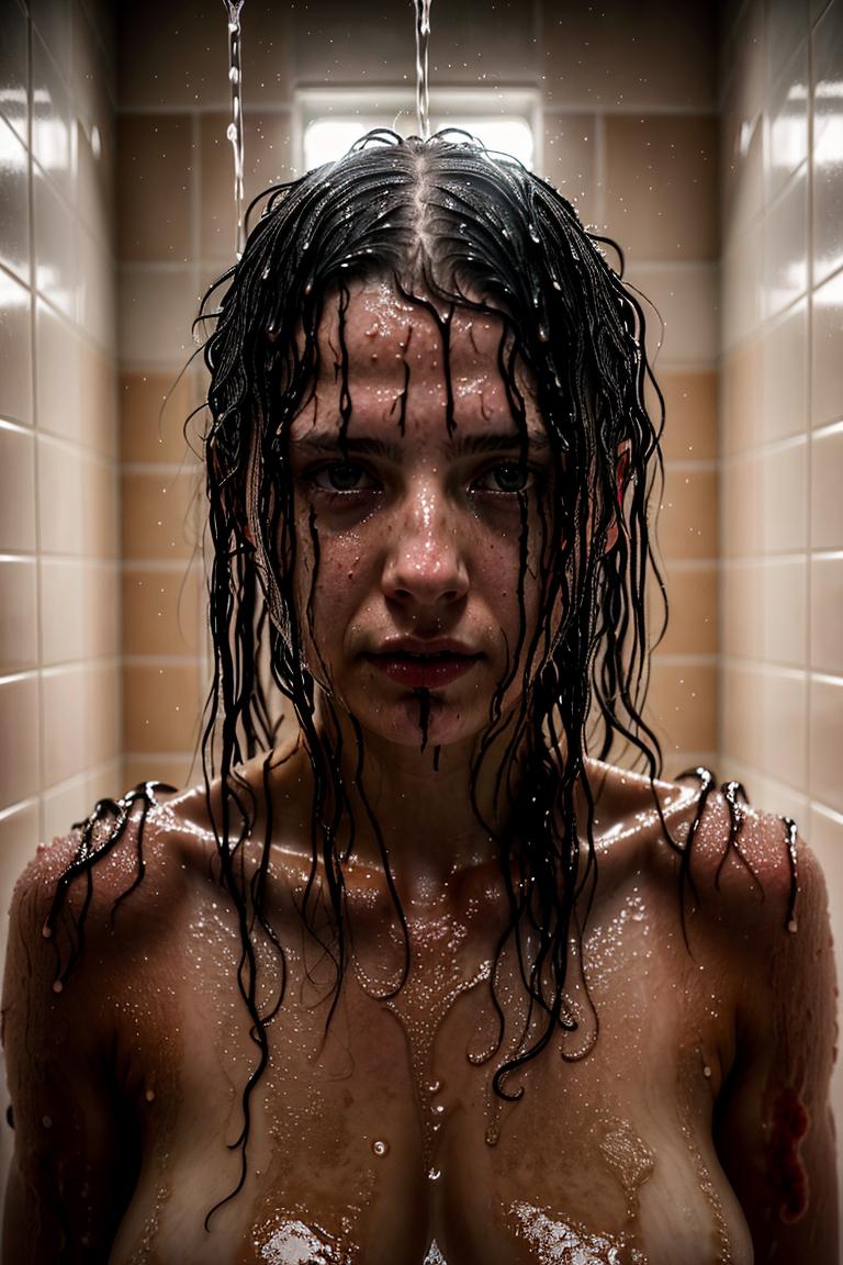 female silhouette in shower